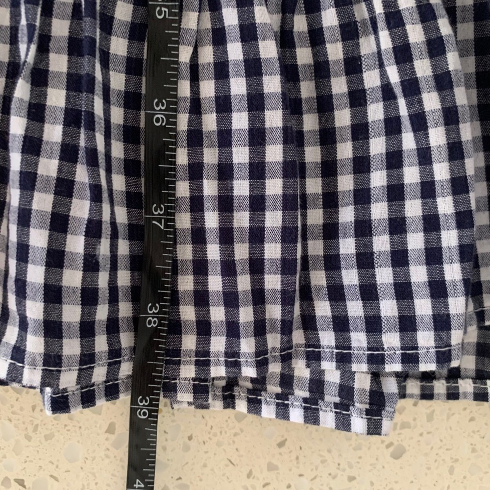 Country Store Navy Blue Gingham Tiered Babydoll Dress Cotton Mixed Check Midi - Picture 6 of 8